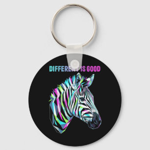 Different Is Good Rare Disease Awareness Zebra Keychain