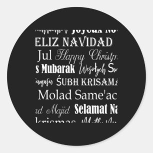 Different Languages Of Merry Christmas T Shirt Classic Round Sticker