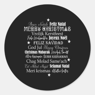 Different Languages Of Merry Christmas T Shirt Classic Round Sticker