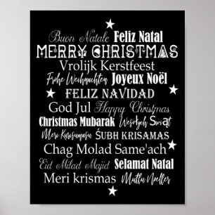 Different Languages Of Merry Christmas T Shirt  Poster