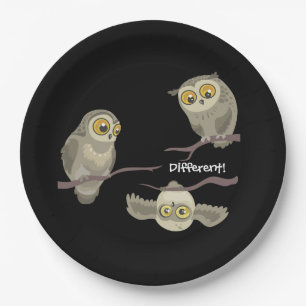 Different little upside down owl paper plate
