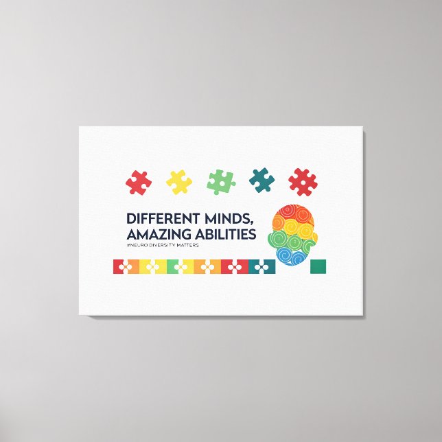 Different Minds Amazing Abilities Awareness Art Canvas Print (Front)