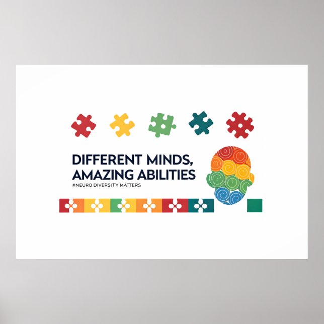 Different Minds Amazing Abilities Awareness Art Poster (Front)