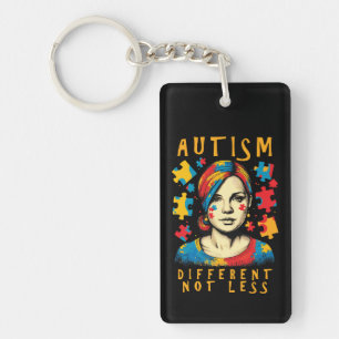 Different Not Less Autism Awareness Positive Quote Keychain