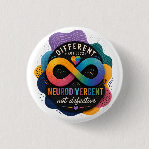 Different Not Less, Neurodivergent Not Defective 1 Inch Round Button