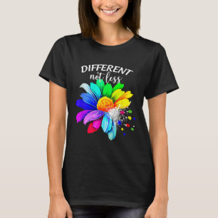Different Not Less Sunflower Autism Puzzle Awarene T-Shirt