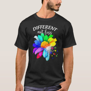 Different Not Less Sunflower Autism Puzzle Awarene T-Shirt