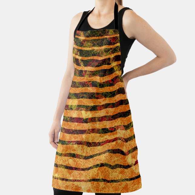 Different orange stripes, scratched small squares apron (Insitu)