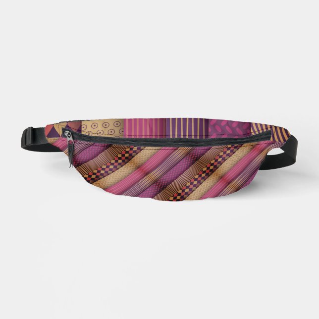 Different patterns pink colours stainless steel  fanny pack (Front)