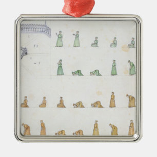Different positions of the Body during Prayer from Metal Ornament