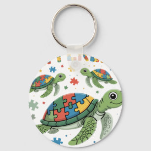 Different Puzzle Turtle Autism Awareness Day Autis Keychain