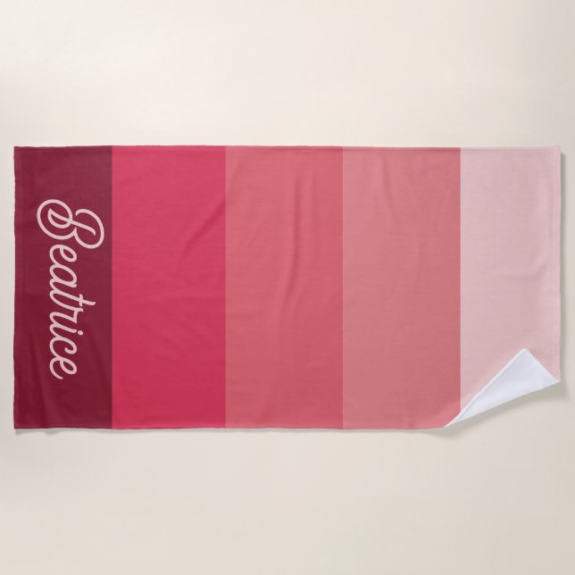 Different Shades of Pink Customizable Beach Towel (Front)