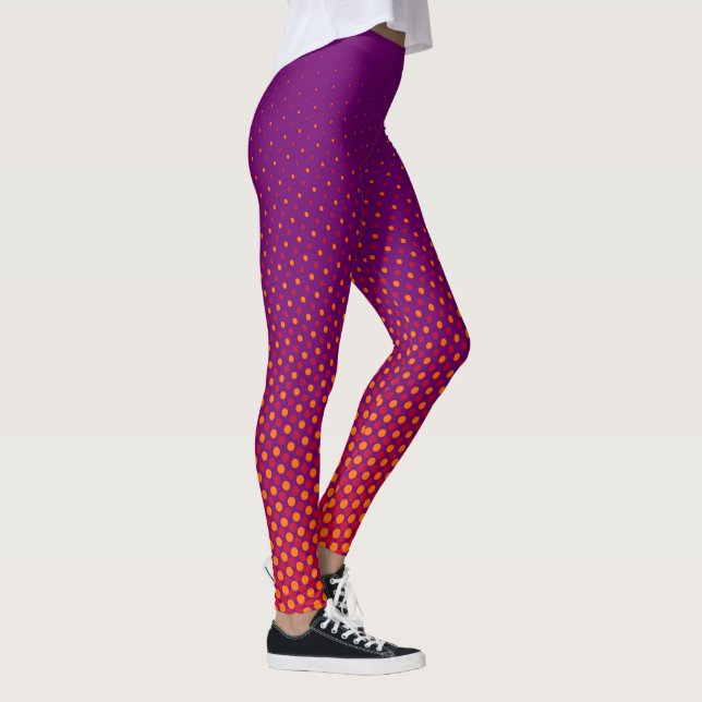 Different Size Dots - purple orange red Leggings (Right)