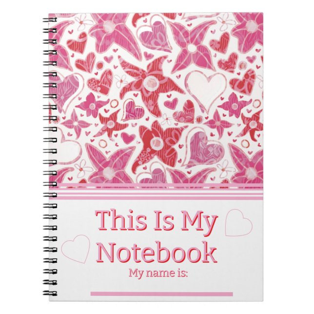 Different Style Of Flower & Hearts Pattern Notebook (Front)
