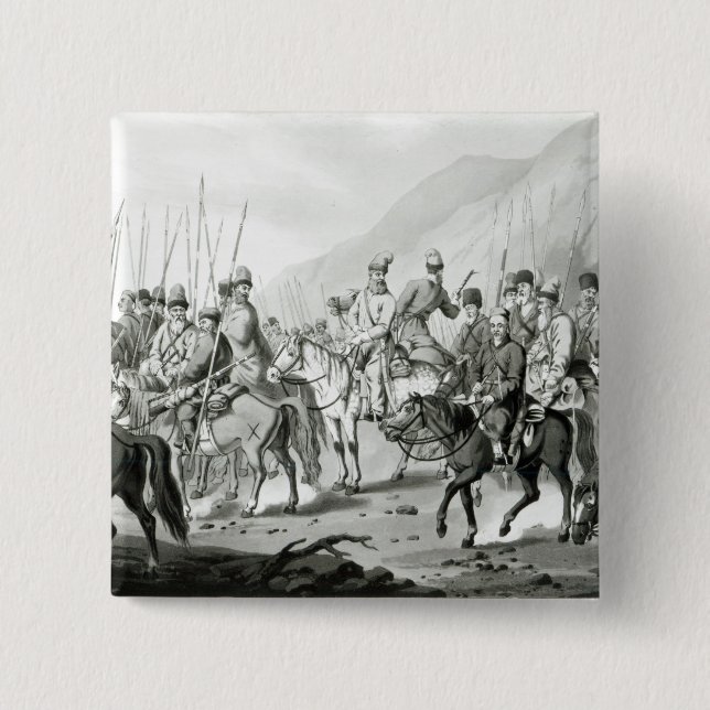 Different Tribes of Russian Cossacks 2 Inch Square Button (Front)