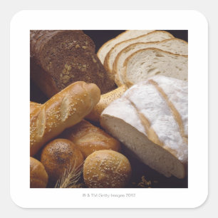 Different types of artisan bread square sticker