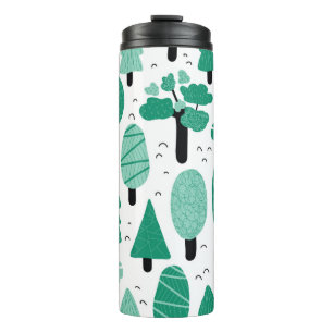 Different types of trees seamless vintage pattern. thermal tumbler