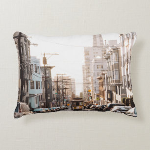 DIFFERENT VEHICLES ON ROAD DURING DAYTIME ACCENT PILLOW