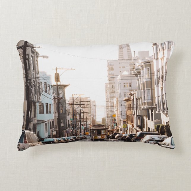 DIFFERENT VEHICLES ON ROAD DURING DAYTIME ACCENT PILLOW (Front)