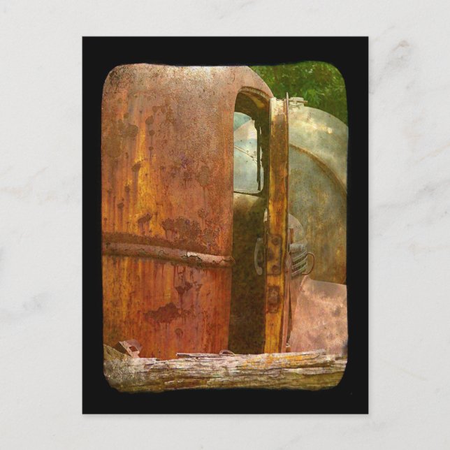 Different View of Old Truck Abandoned in Iowa Postcard (Front)