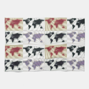 Different world maps kitchen towel