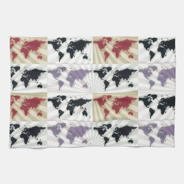 Different world maps kitchen towel (Horizontal)