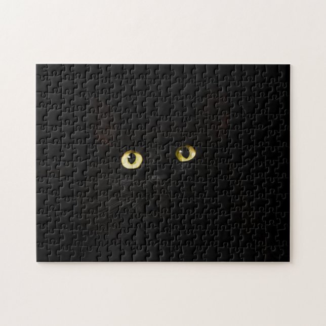 Difficile À Résoudre Chat Foncé Puzzle Noir Solide (Horizontal)