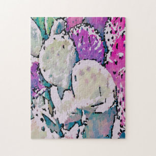 Difficult Abstract Pink and Green Cactus Puzzle