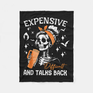 Difficult &amp; Talks Back Halloween Mama Skeleton Fleece Blanket