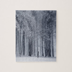 Difficult Black & White Winter Snowy Trees Jigsaw Puzzle