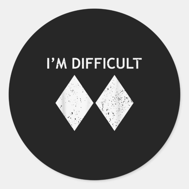 Difficult cool skiing stuff for men ski snowboard classic round sticker (Front)