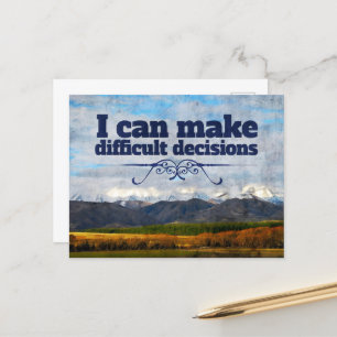 "Difficult decisions" Motivation Affirmation Postcard