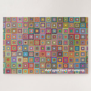 Difficult multicolor squares geometric pattern, jigsaw puzzle