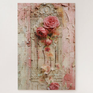 Difficult Pink Floral Grunge Decoupage Inspired  Jigsaw Puzzle