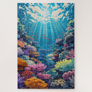 Difficult Scenic Watercolor Coral Reef Ocean View  Jigsaw Puzzle
