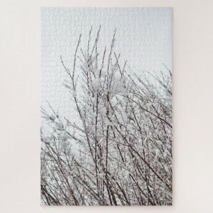 Difficult Snow-covered branches abstract photo Jigsaw Puzzle