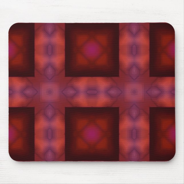 Diffuse Dark Red Tartan Pattern Mouse Pad (Front)