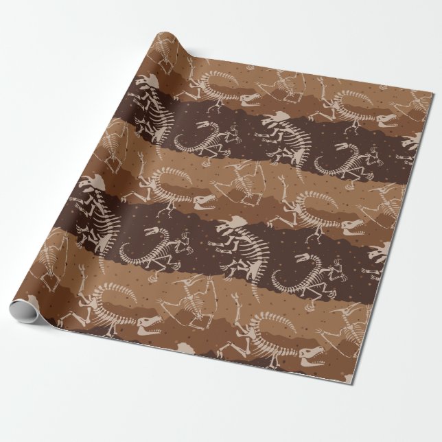 Dig Dino Dig Wrapping Paper (Unrolled)