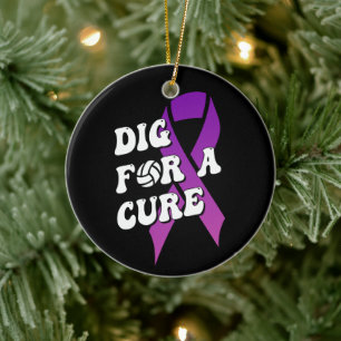 Dig For A Cure, Breast Cancer Awareness Volleyball Ceramic Ornament