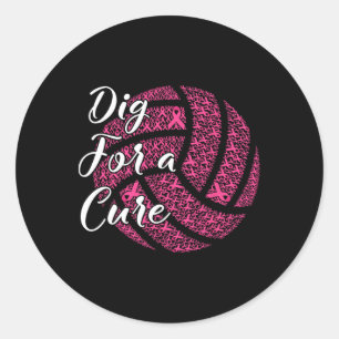 Dig For A Cure Breast Cancer Awareness Volleybyll Classic Round Sticker
