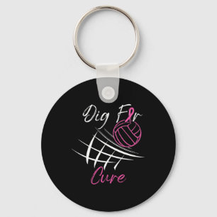 Dig For A Cure Breast Cancer Awareness Volleybyll Keychain