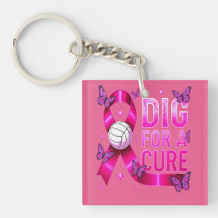 Dig For A Cure Volleyball – Breast Cancer Awarenes Keychain
