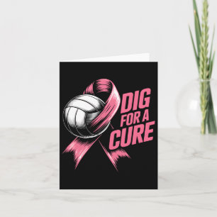 Dig For Cure Ribbon Volleyball Breast Cancer Aware Card