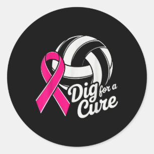 Dig For Cure Ribbon Volleyball Pink Breast Cancer Classic Round Sticker