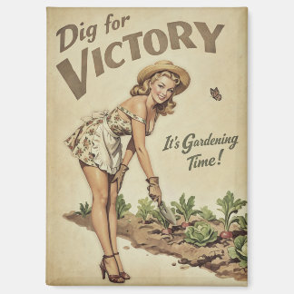 Dig for Victory Vintage Gardening Pinup Magnet