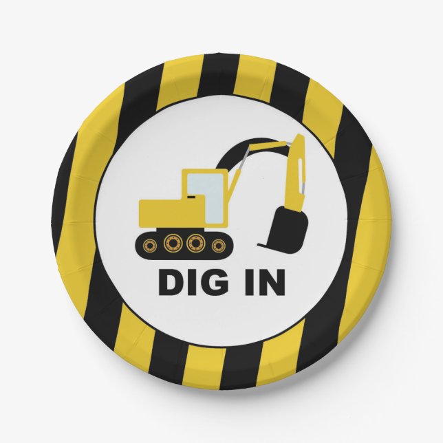 Dig In Children's Birthday Paper Plate (Front)