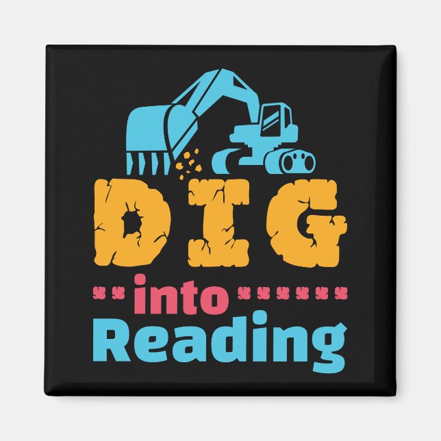 Dig Into Reading Cute Teacher Librarian Month Magnet (Front)