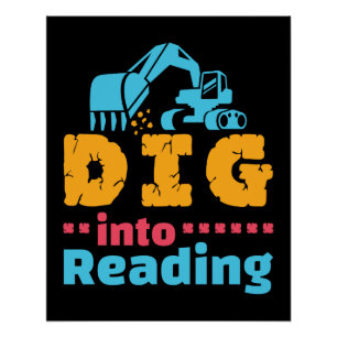 Dig Into Reading Cute Teacher Librarian Month Poster