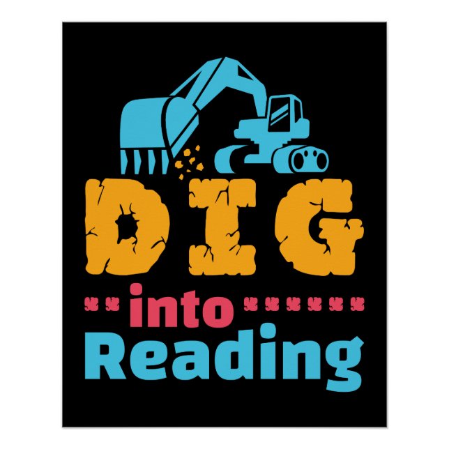 Dig Into Reading Cute Teacher Librarian Month Poster (Front)