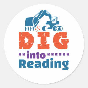 Dig Into Reading Teacher Librarian Library Classic Round Sticker